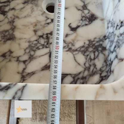 Ready To Ship Calacatta Viola Marble Sink Wall Mounted Sink Farmhouse Sink Powder Room Sink Calacatta Sink  Hand Carved Marble Sink