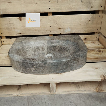 Ready to Ship Dark Emperador Marble Sink Farmhouse Sink Powder Room Sink Calacatta Sink Hand Carved Marble Sink