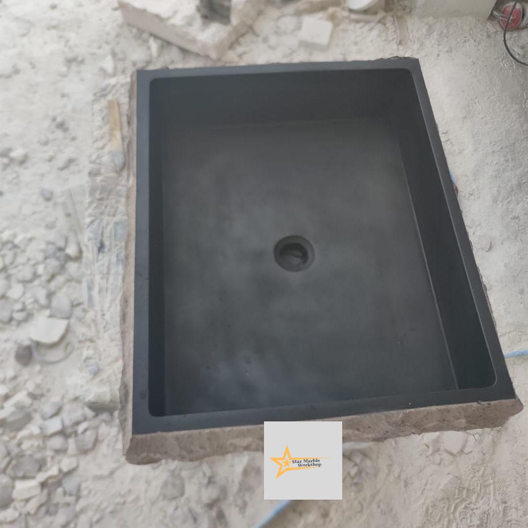 Basalt Black Stone Sink - 100% Natural Stone - Handmade - Stone Sink - Bathroom Design - Countertop Sink -