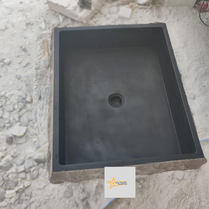 Basalt Black Stone Sink - 100% Natural Stone - Handmade - Stone Sink - Bathroom Design - Countertop Sink -