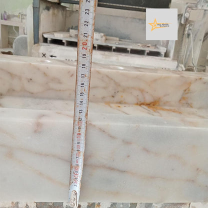 Calacatta Gold Rectangular Sink, Sink With Faucet Hole Farmhouse Sink Powder Room Sink Calacatta Sink  Hand Carved Marble Sink Washbasin