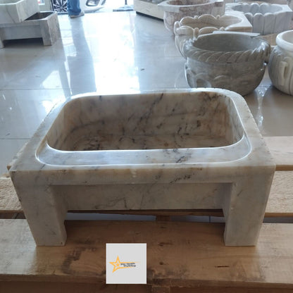 Ready To Ship Calacatta Gold Rectangular Sink Wall Mounted Sink Powder Room Sink Calacatta Sink  Hand Carved Marble Sink Marble Washbasin