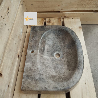 Ready to Ship Dark Emperador Marble Sink Farmhouse Sink Powder Room Sink Calacatta Sink Hand Carved Marble Sink