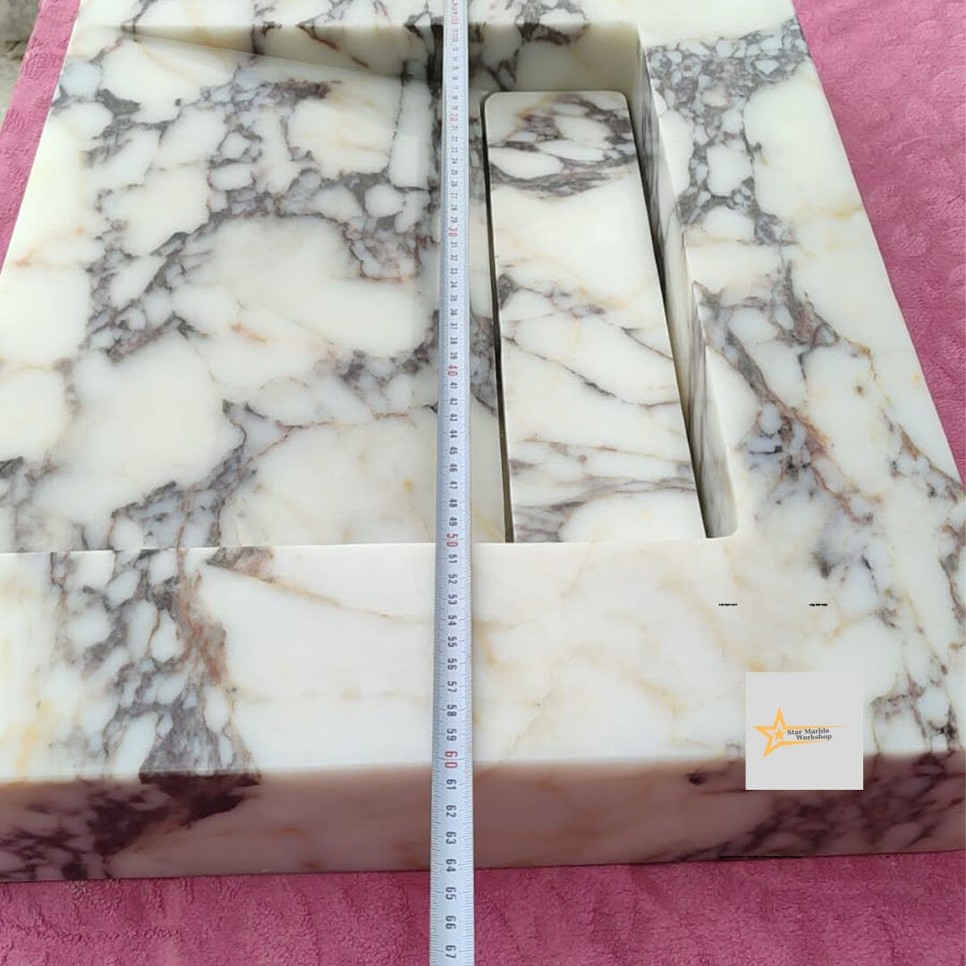 Ready To Ship Calacatta Viola Marble Sink Wall Mounted Sink Farmhouse Sink Calacatta Sink Hand Carved Marble Sink Hidden Drain Wash Basin