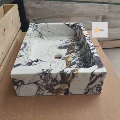 Calacatta Viola Marble Sink  Farmhouse Sink Powder Room Sink Calacatta Sink  Hand Carved Marble Sink Marble Sink Sink vanity