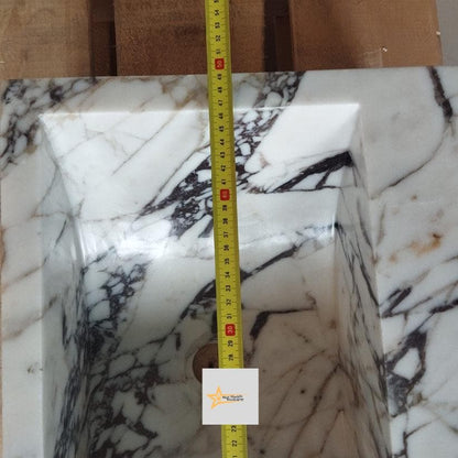 Calacatta Viola Marble Sink Wall Mounted Sink Farmhouse Sink Toilet Room Sink Calacatta Sink Hand Carved Marble Sink Marble Sink