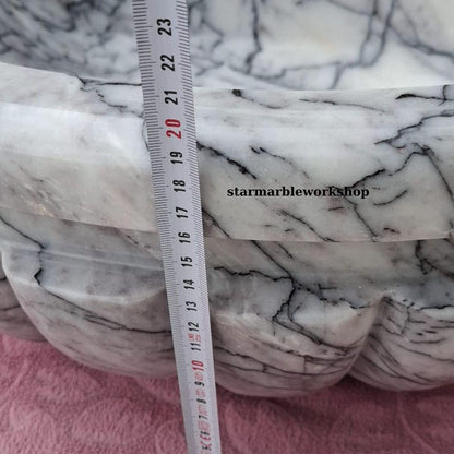 Calacatta Lilac Rectangular Sink, Sink With Faucet Hole Farmhouse Sink Powder Room Sink Calacatta Sink  Hand Carved Marble Sink Washbasin