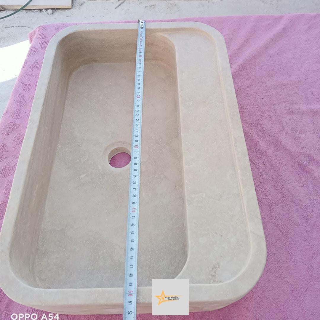 Wall Mounted Sink, Farmhouse Sink, Toilet Room Sink, Hand Carved Marble Sink, Natural Stone Sink, Classic Travertine Sink