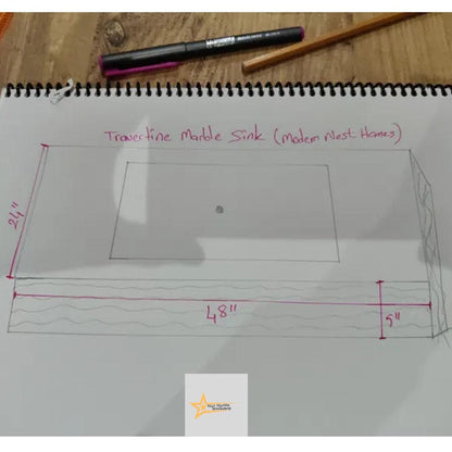 Hand Carved Travertine Sink – Natural Stone Wall Mounted or Farmhouse Bathroom & Powder Room Vanity Sink