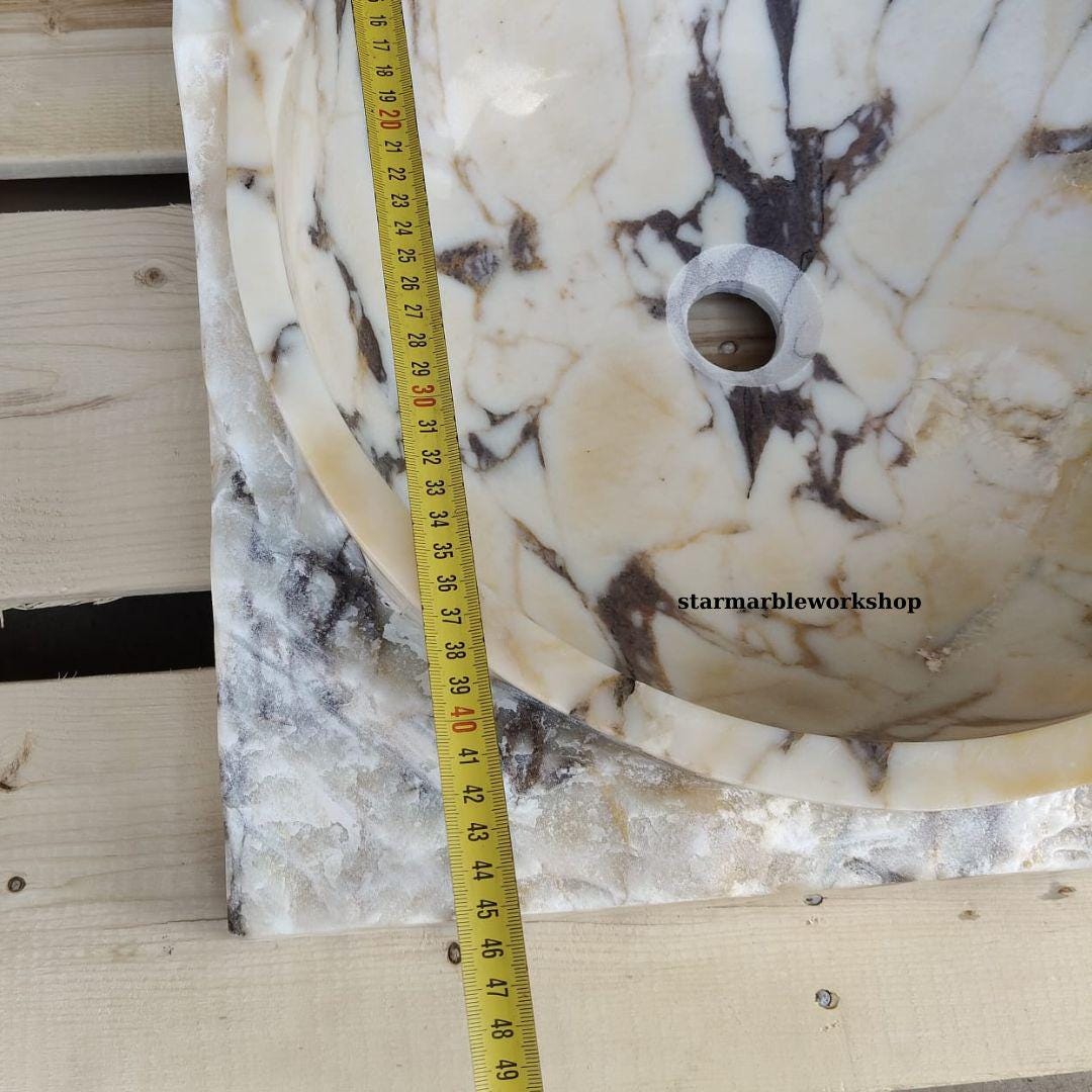 Ready to Ship Calacatta Gold Square Sink Wall Mounted Sink Toilet Room Sink Calacatta Sink Hand Carved Marble Sink Marble Sink