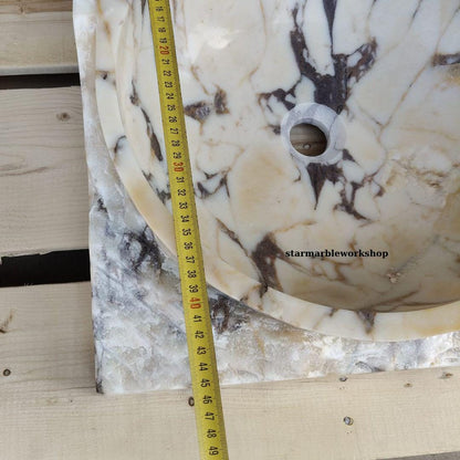 Ready to Ship Calacatta Gold Square Sink Wall Mounted Sink Toilet Room Sink Calacatta Sink Hand Carved Marble Sink Marble Sink