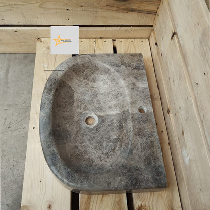 Ready to Ship Dark Emperador Marble Sink Farmhouse Sink Powder Room Sink Calacatta Sink Hand Carved Marble Sink