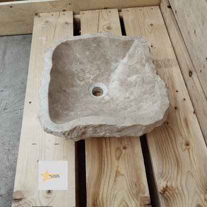 Ready To Ship Beige Marble Sink Ellipse Sink Farmhouse Sink Powder Room Sink  Countertop Sink  Hand Carved Marble Sink  Shapeless Sink