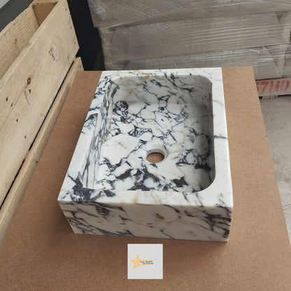 Calacatta Viola Marble Sink  Farmhouse Sink Powder Room Sink Calacatta Sink  Hand Carved Marble Sink Marble Sink Sink vanity
