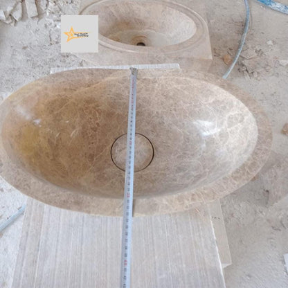 Ready to Ship Emperador Marble Sink Farmhouse Sink Powder Room Sink Calacatta Sink Hand Carved Marble Sink
