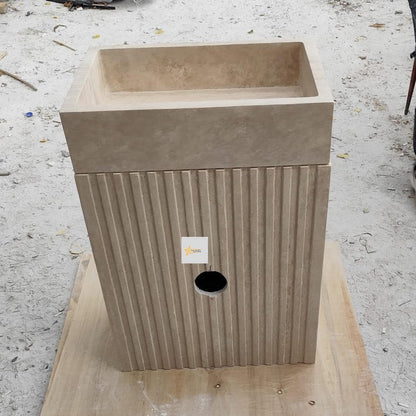 Hand-Carved Travertine Marble Sink: Farmhouse Bathroom, Cafe Restaurant
