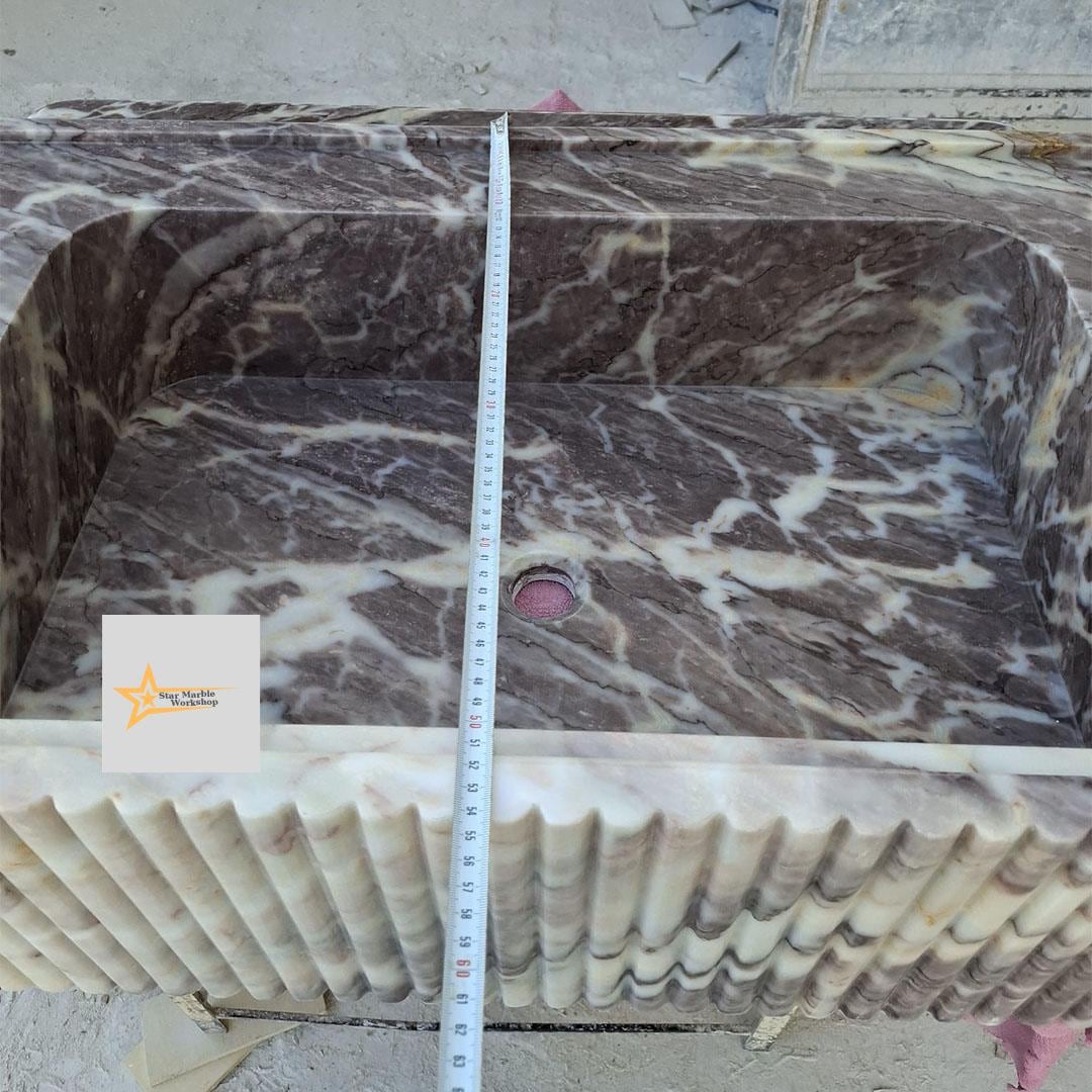 Purple Marble Sink Wall Mounted Sink Farmhouse Sink Toilet Room Sink Hand Carved Marble Sink Counter Top Sink sink for bathroom