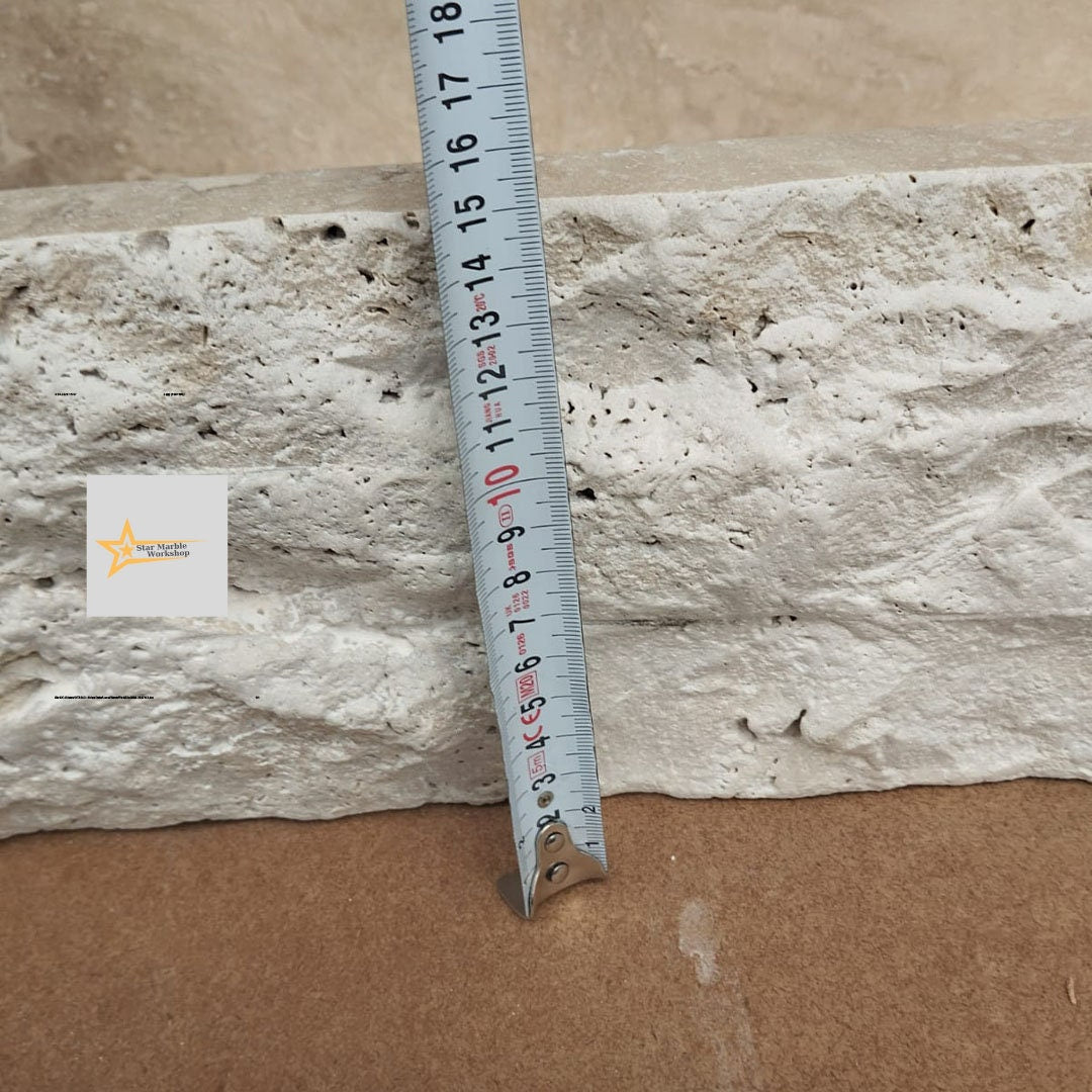 Hand Carved Travertine Marble Sink: Farmhouse Bathroom Vanity (36.2in x 12.5in x 5.9in)