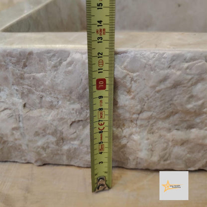 Ready to Ship Beige Marble Sink Rectangular Sink Farmhouse Sink Toilet Room Sink Hand Carved Marble Sink Faucet Hole Sink Wall Mounted Sink