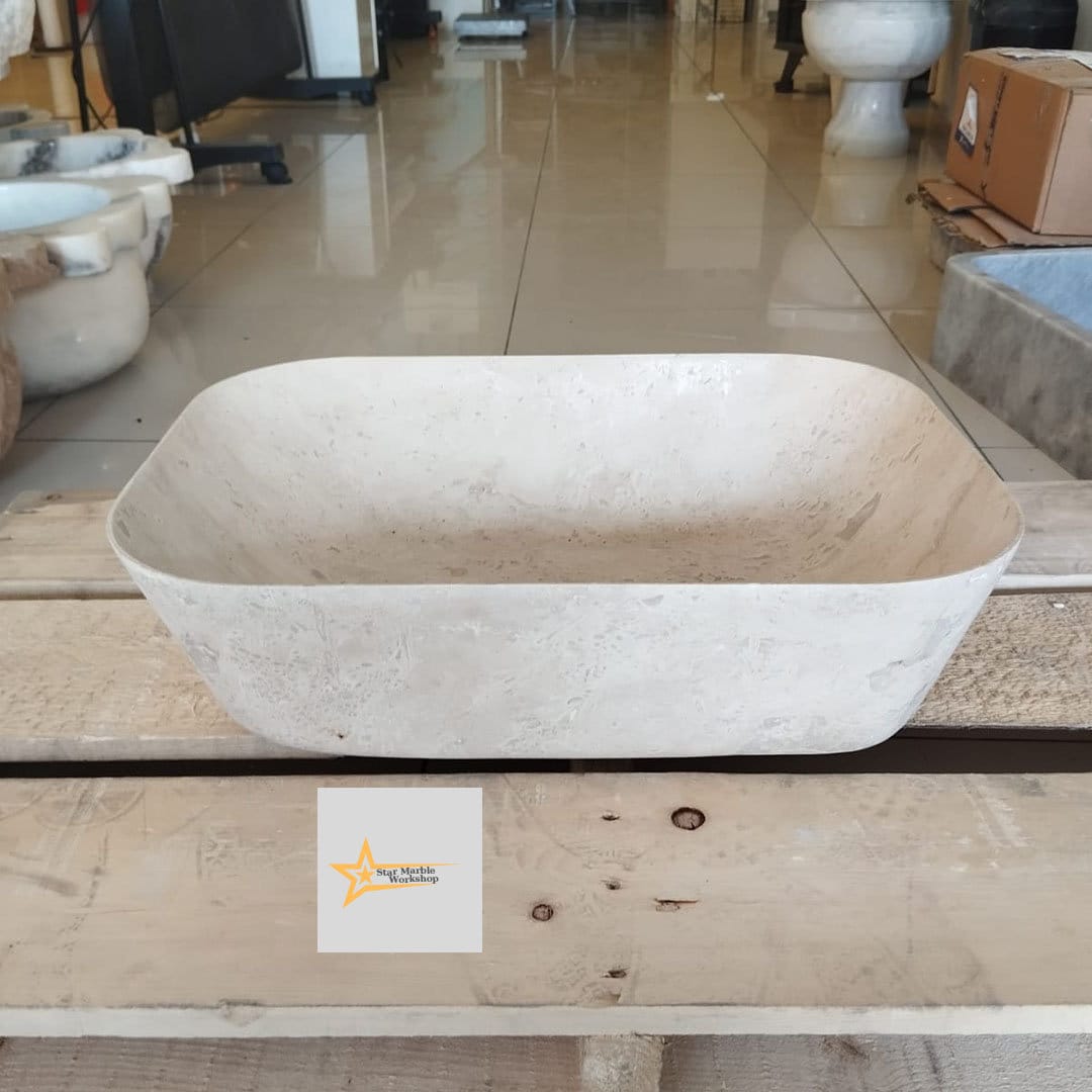 Travertine  Sink  Farmhouse Sink Powder Room Sink  Hand Carved Marble Sink Bathroom Sink natural stone sink