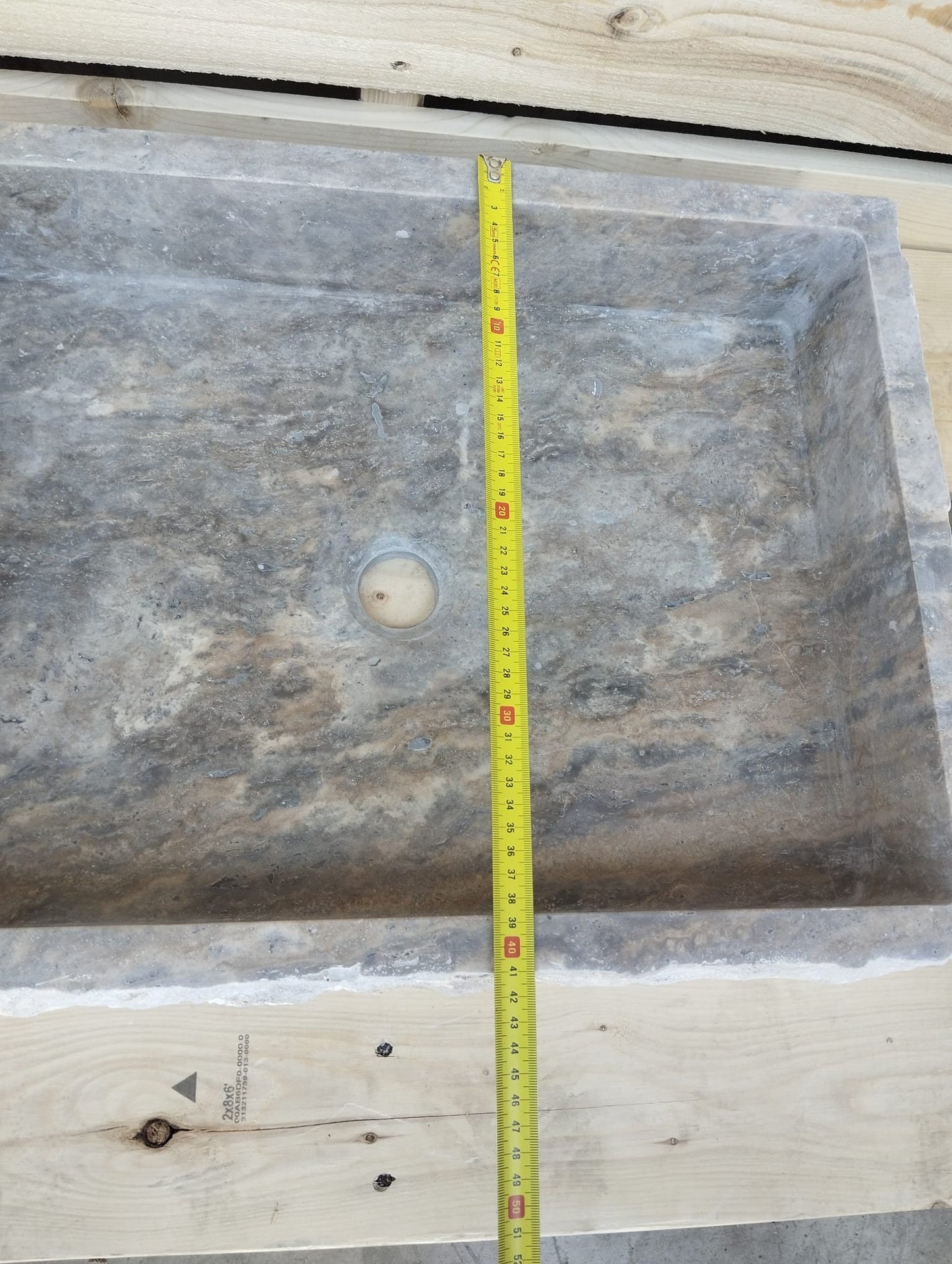 Ready to Ship Silver Travertine Sink Farmhouse Sink Powder Room Sink Hand Carved Marble Sink Bathroom Sink Natural Stone