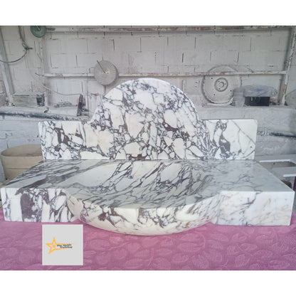 Ready To Ship Calacatta Viola Marble Sink Wall Mounted Sink Farmhouse Sink Powder Room Sink Calacatta Sink  Hand Carved Marble Sink
