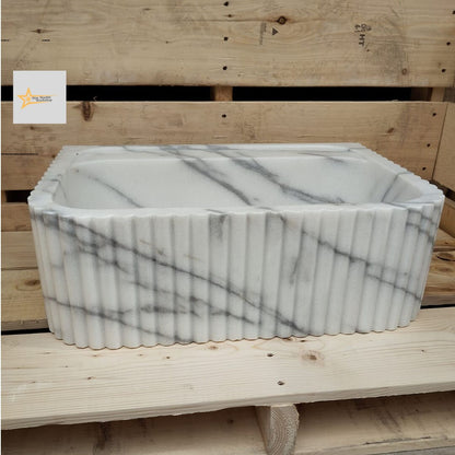 Calacatta Viola Marble Sink Wall Mounted Sink Farmhouse Sink Powder Room Sink Calacatta Sink  Hand Carved Marble Sink Washbasin