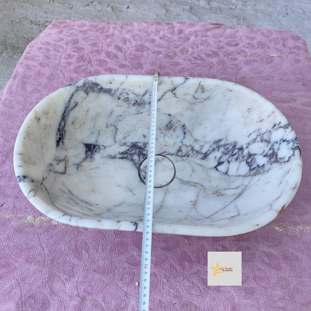 Calacatta Viola Marble Sink  Farmhouse Sink Powder Room Sink Calacatta Sink  Hand Carved Marble Sink Marble Sink Sink vanity