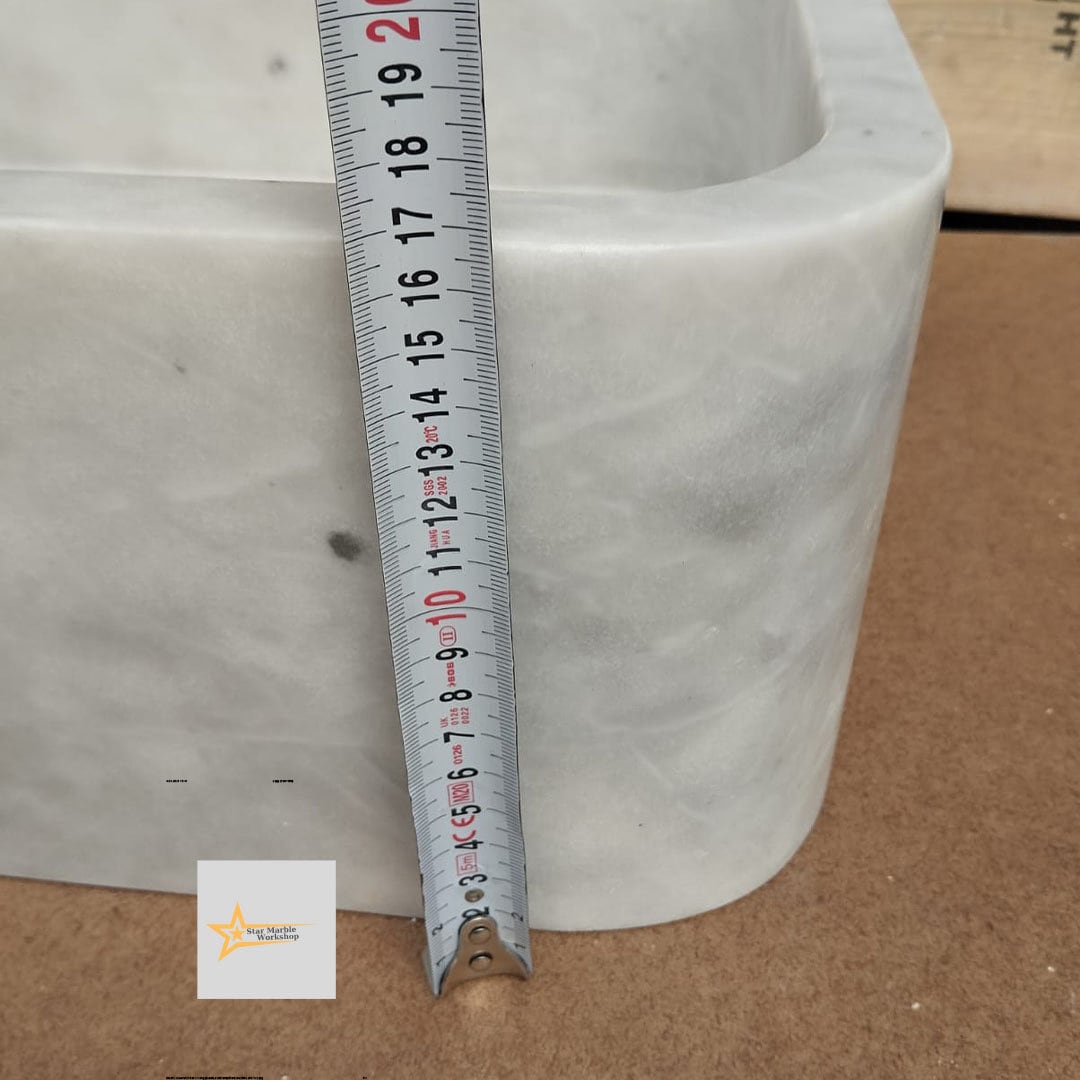 Ready to Ship White Marble Sink Wall Mounted Sink Farmhouse Sink Powder Room Sink Hand Carved Marble Sink Sink vanity