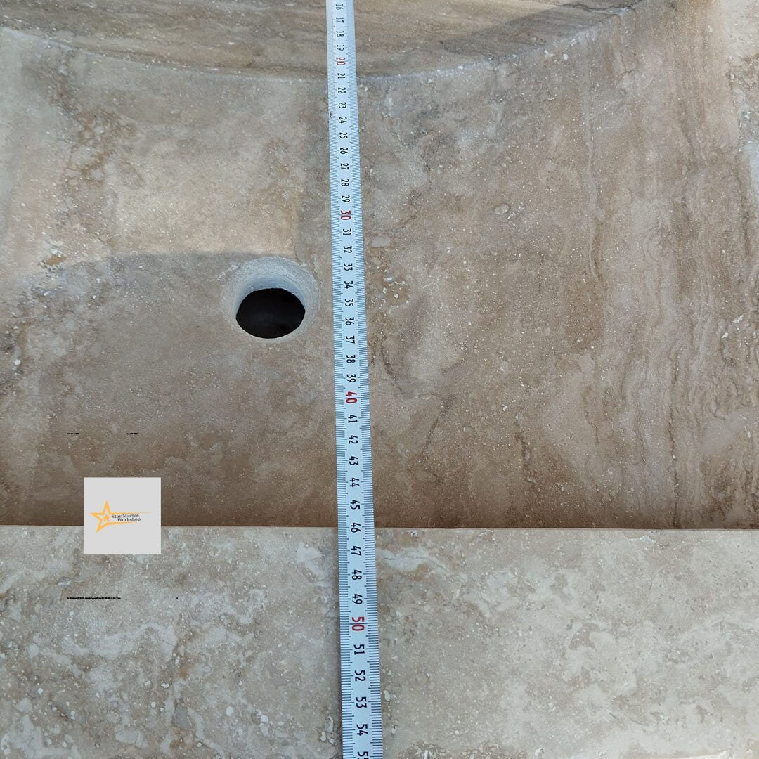 Ready to Ship Travertine  Sink Wall Mounted Sink Farmhouse Sink Powder Room Sink  Hand Carved Marble Sink Bathroom Sink natural stone sink