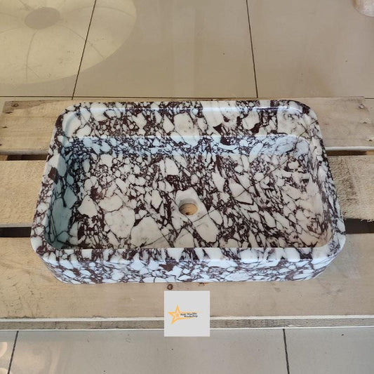 Calacatta Viola Marble Sink Wall Mounted Sink Farmhouse Sink Toilet Room Sink Calacatta Sink Hand Carved Marble Sink Marble Sink