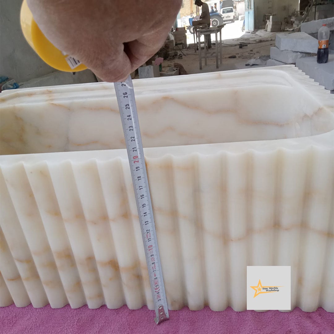 Ready To Ship Calacatta Gold Rectangular Sink Wall Mounted Sink Powder Room Sink Calacatta Sink  Hand Carved Marble Sink Marble Washbasin