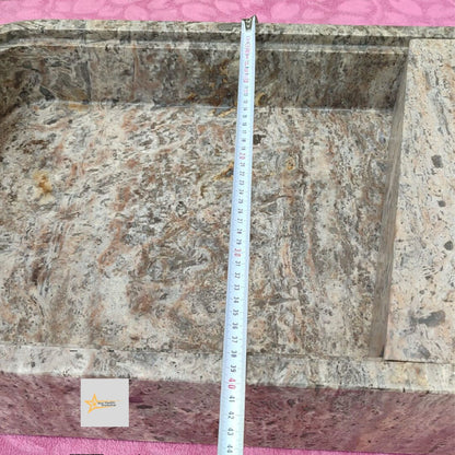 Ready to Ship Silver Travertine Sink Sink with Concealed Drain  Farmhouse Sink Powder Room Sink  Hand Carved Marble Sink Bathroom Sink