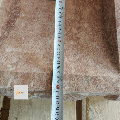 Ready to Ship Red Travertine Sink Farmhouse Sink Powder Room Sink Hand Carved Marble Sink Bathroom Sink Natural Stone With Faucet Hole