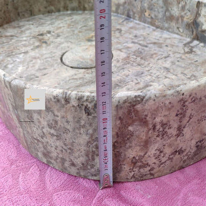Ready to Ship Silver Travertine Sink Sink with Concealed Drain Wall Mounted Sink Oval Sink  Marble Washbasin  Hand Carved Marble Sink