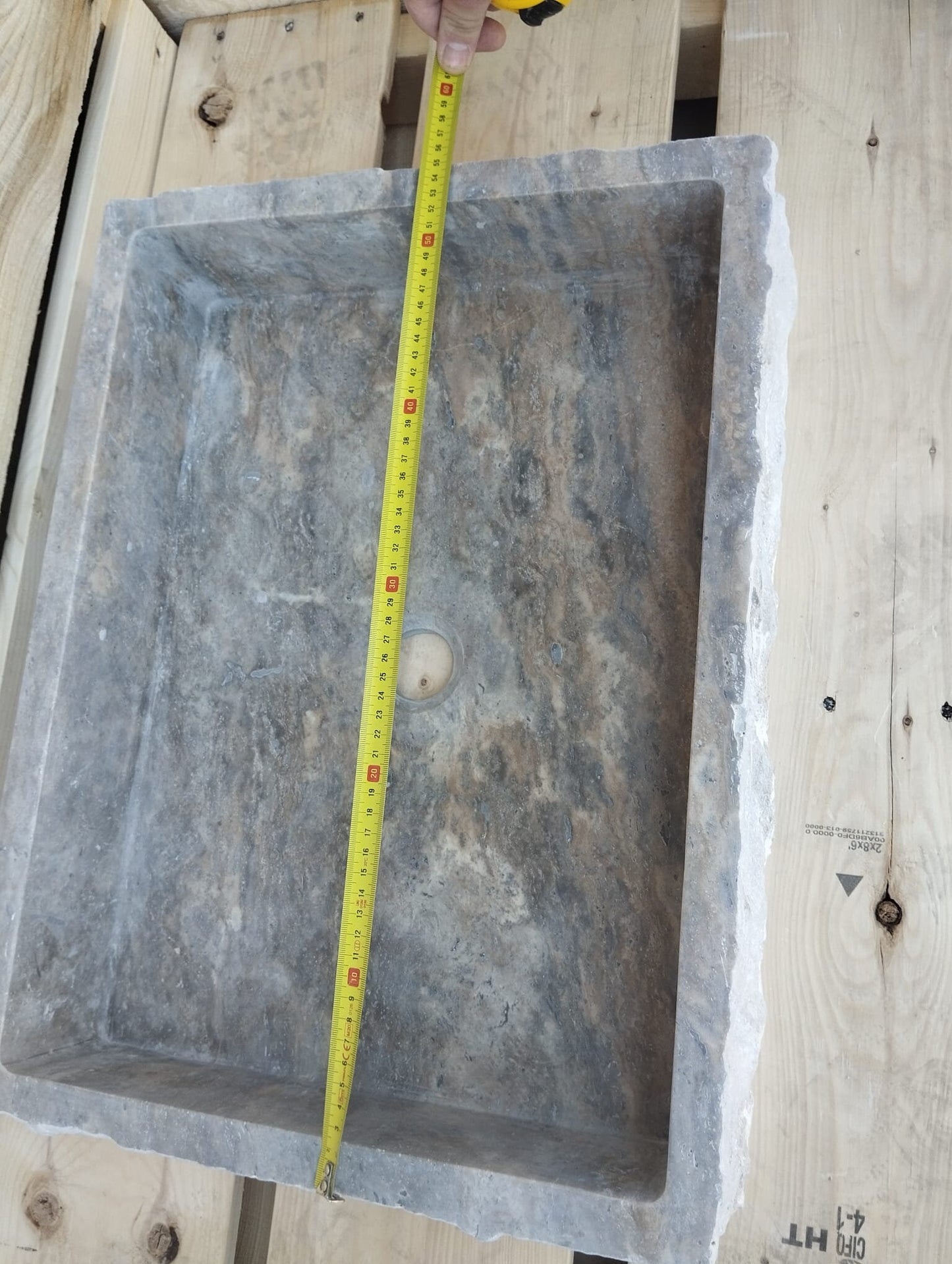 Ready to Ship Silver Travertine Sink Farmhouse Sink Powder Room Sink Hand Carved Marble Sink Bathroom Sink Natural Stone