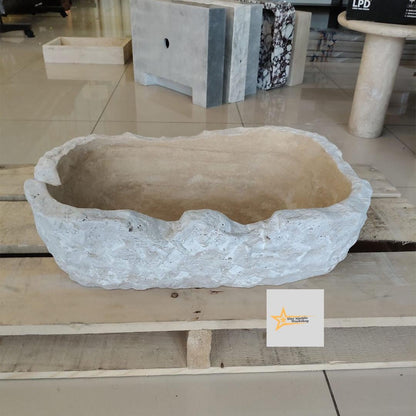 Ready to Ship Travertine Sink Farmhouse Sink Toilet Room Sink Hand Carved Marble Sink Bathroom Sink Natural Stone Sink Shapeless Sink