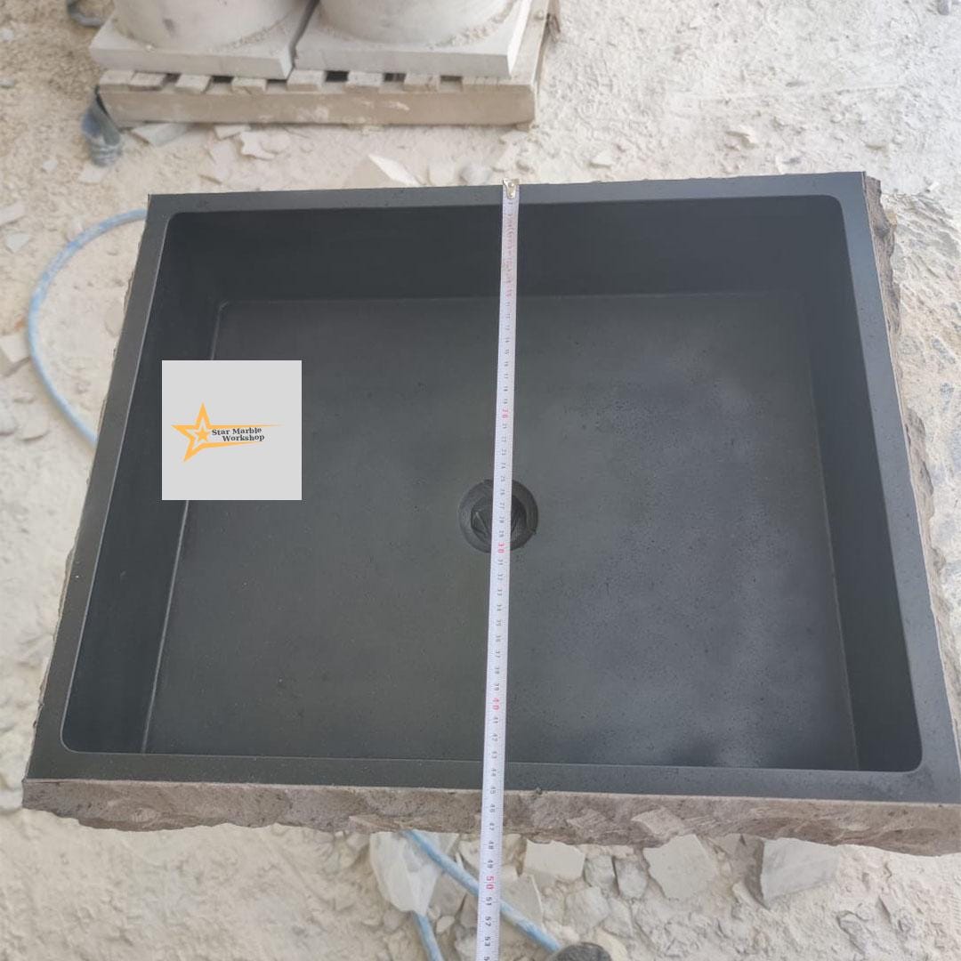 Basalt Black Stone Sink - 100% Natural Stone - Handmade - Stone Sink - Bathroom Design - Countertop Sink -