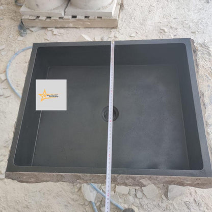 Basalt Black Stone Sink - 100% Natural Stone - Handmade - Stone Sink - Bathroom Design - Countertop Sink -