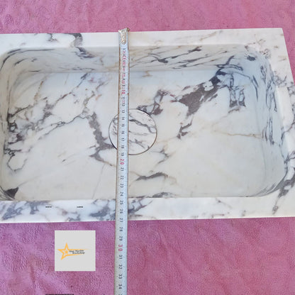 Hand Carved Calacatta Viola Marble Sink: Farmhouse Powder Room Vanity