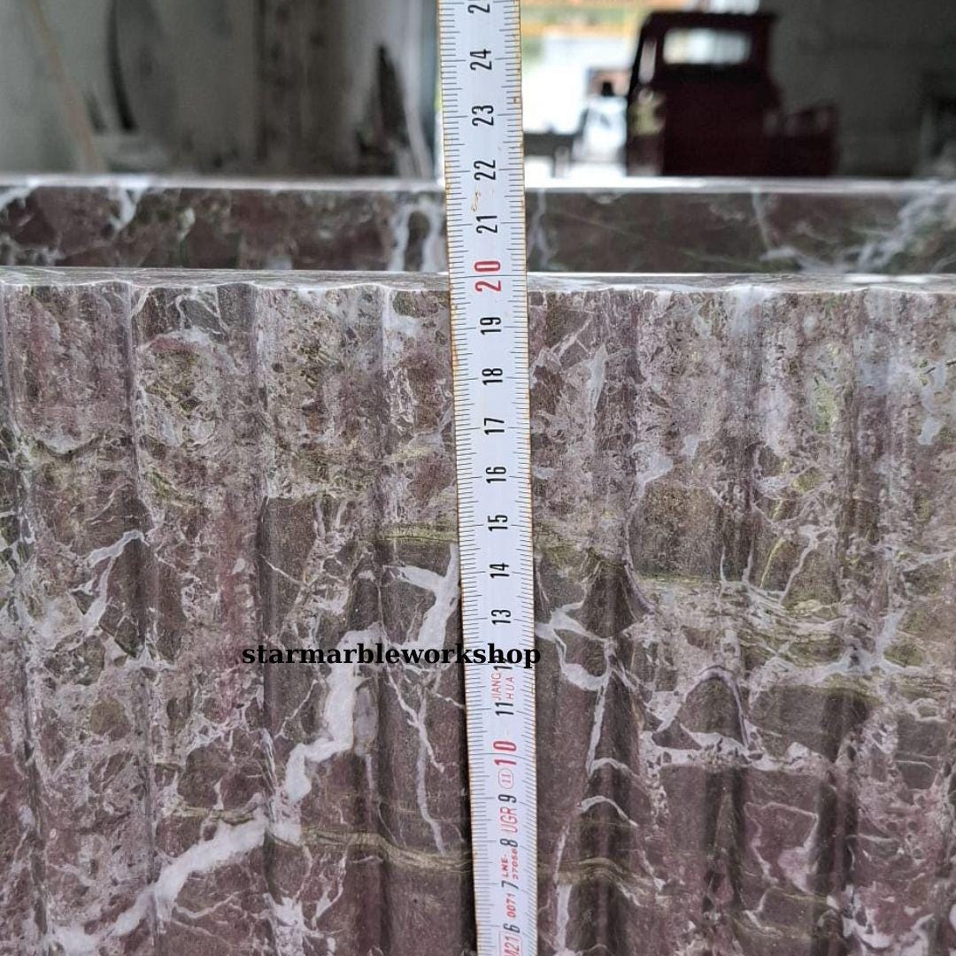 Hand-Carved Marble Sink, Grooved Sink, Wall-Mounted Sink, Luxury Design, Bathroom Sink, Colorful Sinks, Purple Sink, Minimalist Sink,