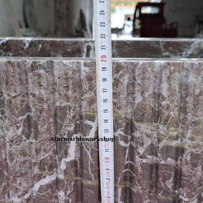 Hand-Carved Marble Sink, Grooved Sink, Wall-Mounted Sink, Luxury Design, Bathroom Sink, Colorful Sinks, Purple Sink, Minimalist Sink,