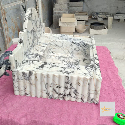 Calacatta Viola Marble Sink Wall Mounted Sink Farmhouse Sink Powder Room Sink Calacatta Sink  Hand Carved Marble Sink Sink vanity