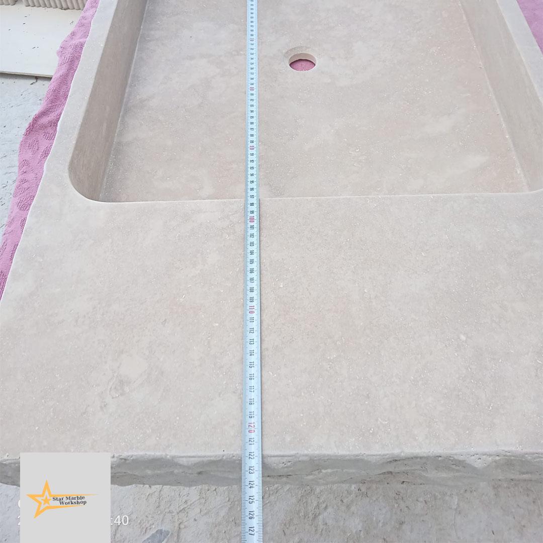 Hand Carved Travertine Sink – Natural Stone Wall Mounted or Farmhouse Bathroom & Powder Room Vanity Sink