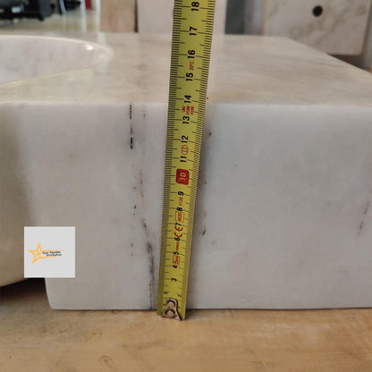 Ready to Ship Carrera White Marble Sink Wall Mounted Sink Farmhouse Sink Powder Room Sink Hand Carved Marble Sink