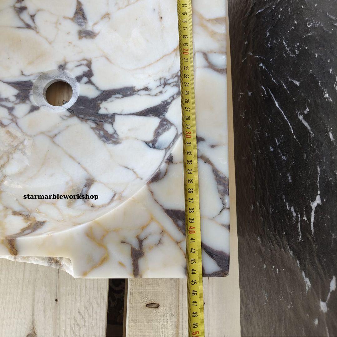 Ready to Ship Calacatta Gold Square Sink Wall Mounted Sink Toilet Room Sink Calacatta Sink Hand Carved Marble Sink Marble Sink