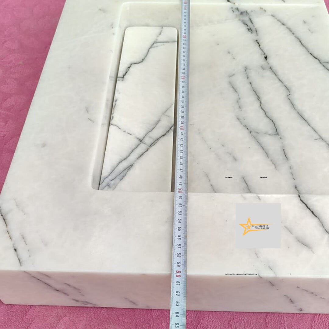 Ready To Ship Calacatta Viola Marble Sink Wall Mounted Sink Farmhouse Sink Calacatta Sink Hand Carved Marble Sink Hidden Drain Wash Basin