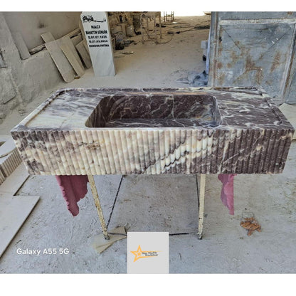 Purple Marble Sink Wall Mounted Sink Farmhouse Sink Toilet Room Sink Hand Carved Marble Sink Counter Top Sink sink for bathroom