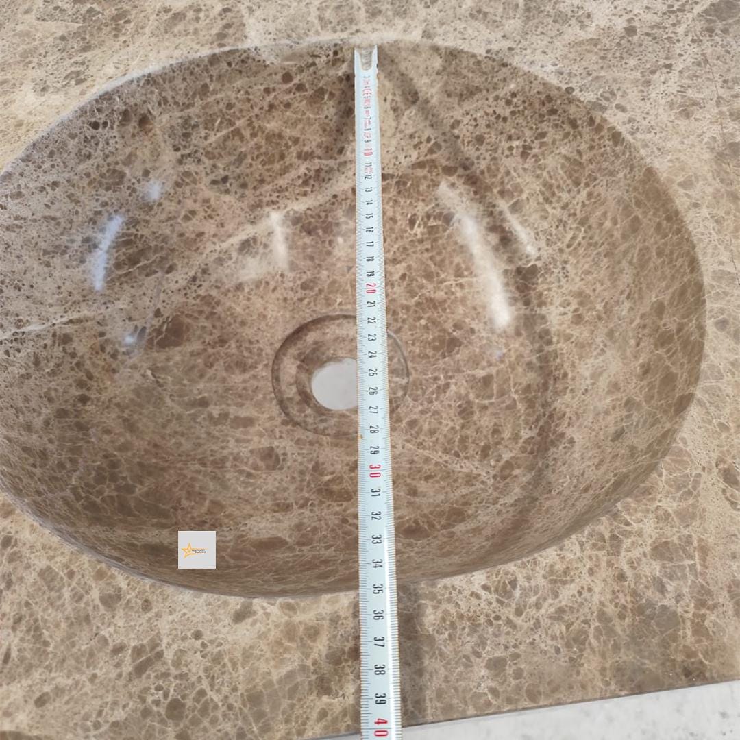 Handmade Emperador Marble Wall-Mounted Sink - Vessel Sink - chiseled sink- Luxury Minimalist Bathroom sink for bathroom