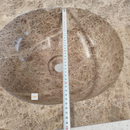 Handmade Emperador Marble Wall-Mounted Sink - Vessel Sink - chiseled sink- Luxury Minimalist Bathroom sink for bathroom